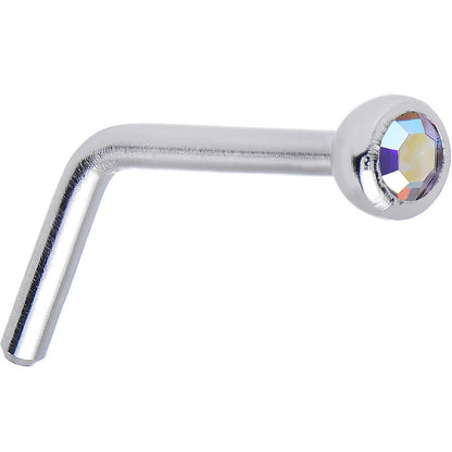 20G Aurora Gem Stainless Steel L-Shaped Nose Ring 1/4