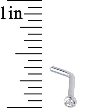 18G Clear Gem Stainless Steel L-Shaped Nose Ring 1/4