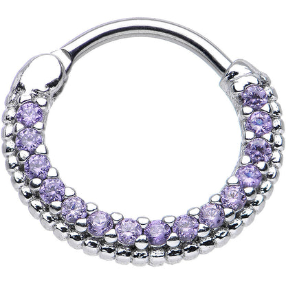 16G 3/8 Tanzanite CZ Ring of Brilliance Septum Clicker