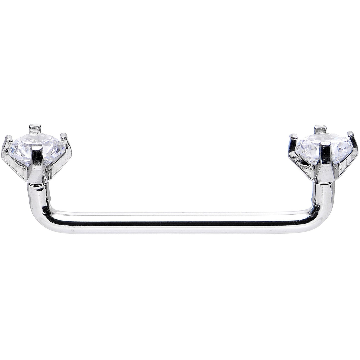 14G Clear Prong Gem 3/4 Steel Staple Surface Barbell 2mm Rise