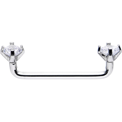 14G Clear Prong Gem 3/4 Steel Staple Surface Barbell 2mm Rise