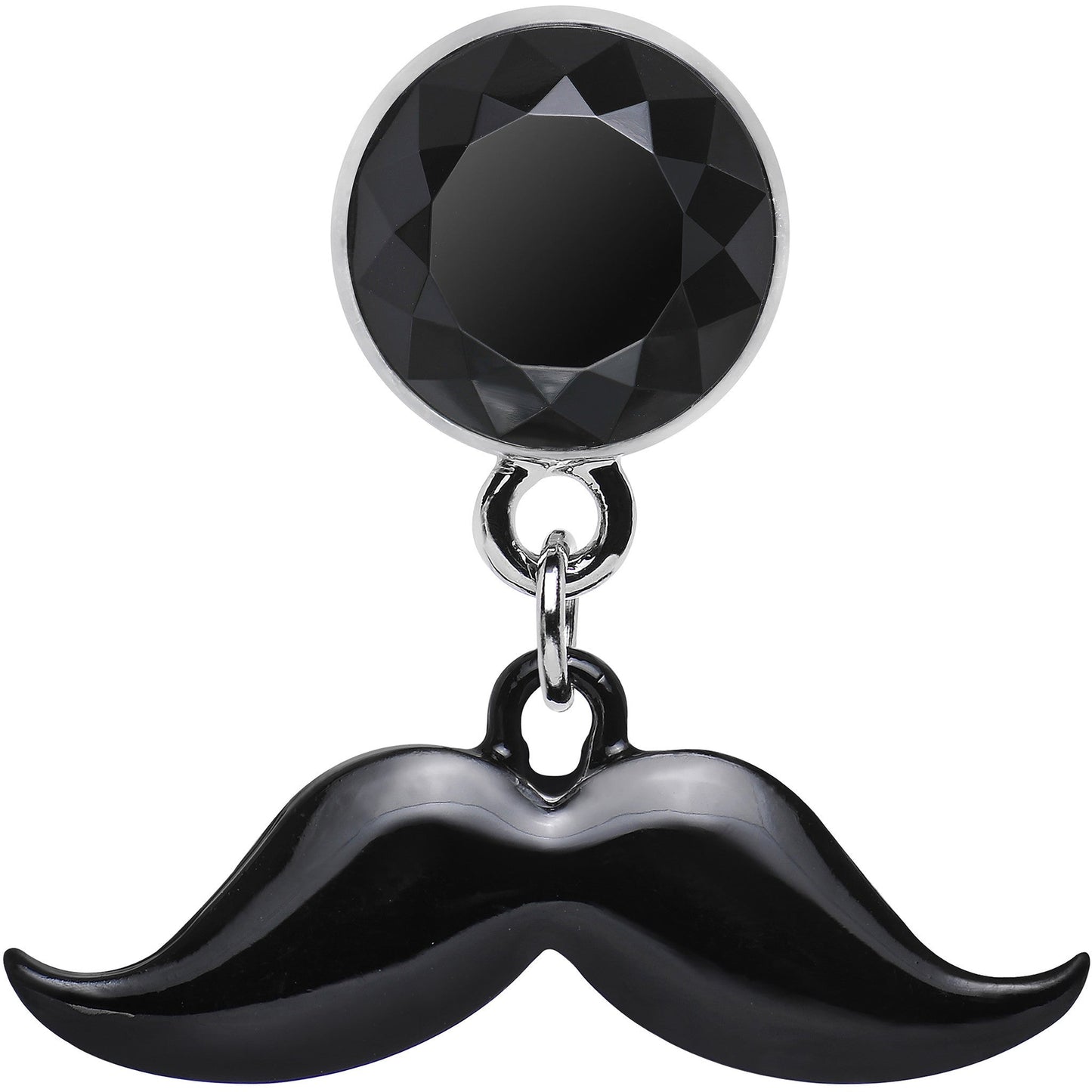 2G Black Dangling Mustache Steel Plug