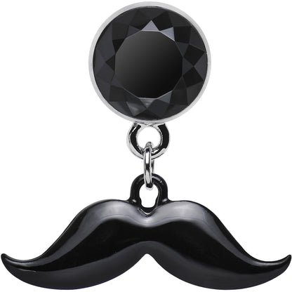 2G Black Dangling Mustache Steel Plug