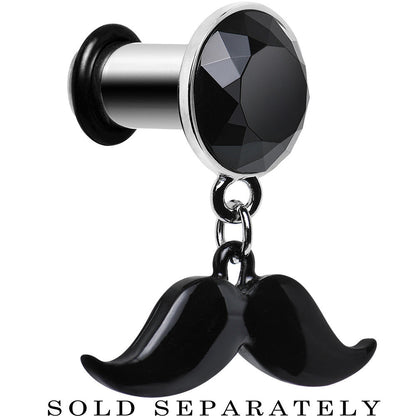 2G Black Dangling Mustache Steel Plug