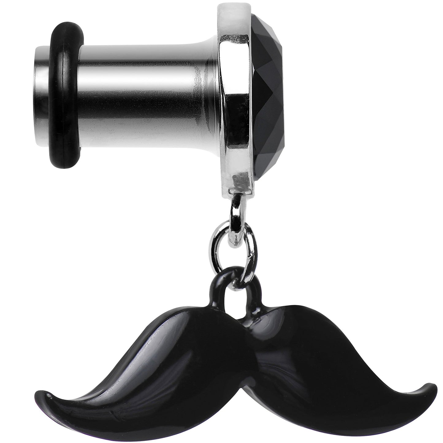 2G Black Dangling Mustache Steel Plug