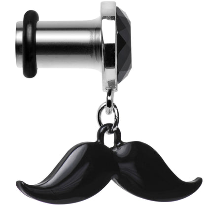 2G Black Dangling Mustache Steel Plug