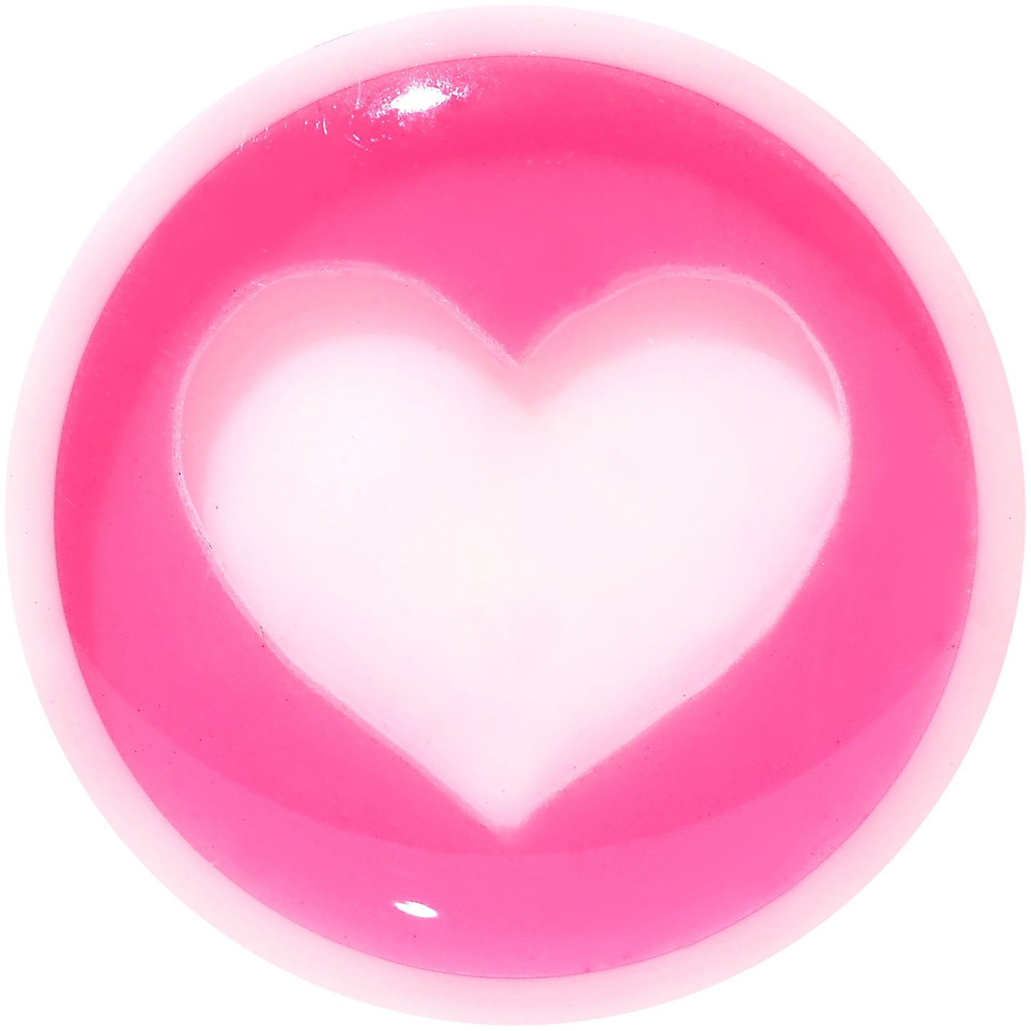 9/16 White Pink Acrylic Adoring Heart Saddle Plug