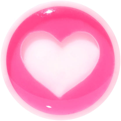 9/16 White Pink Acrylic Adoring Heart Saddle Plug