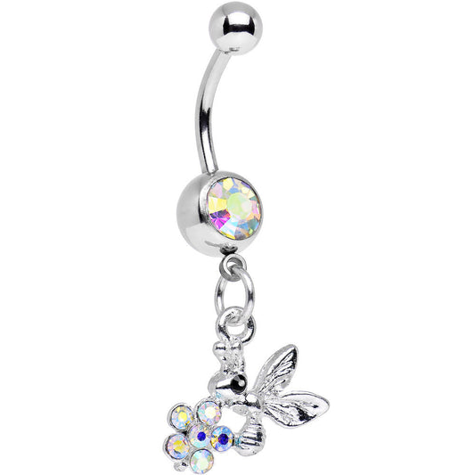 Aurora Gem Princess Honeypot Bee and Flashy Flower Dangle Belly Ring