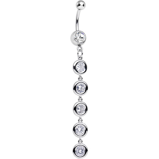 Clear Gem Pretty Skinny Line Drop Dangle Belly Ring