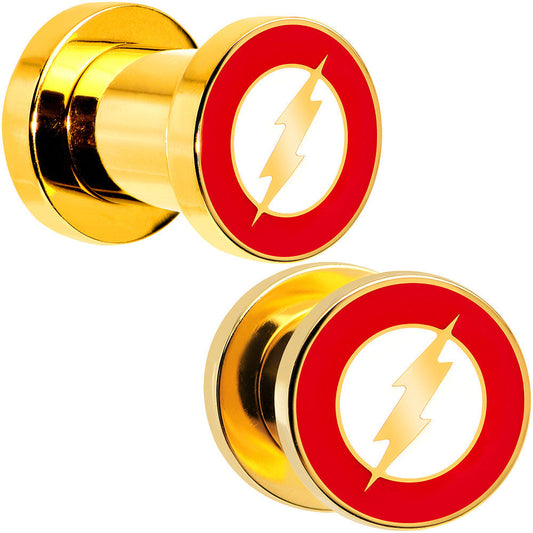 2G Gold Plated Licensed The Flash Logo Screw Fit Plug Set