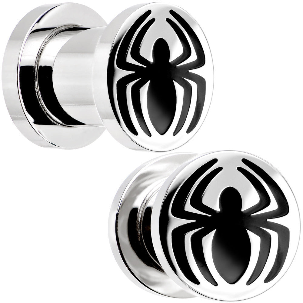 0G Stainless Steel Licensed Spider-Man Logo Screw Fit Plug Set
