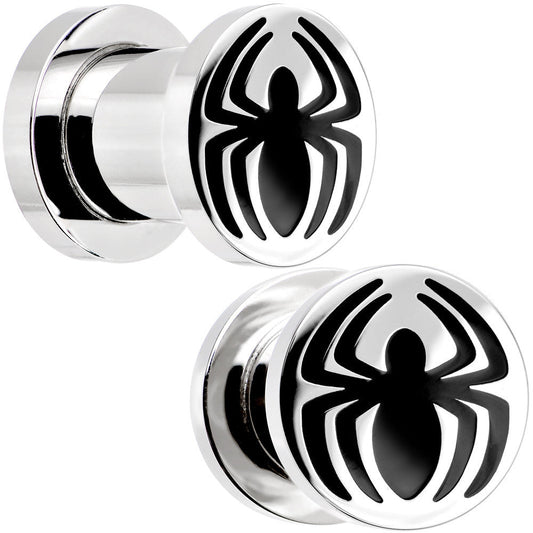 0G Stainless Steel Licensed Spider-Man Logo Screw Fit Plug Set