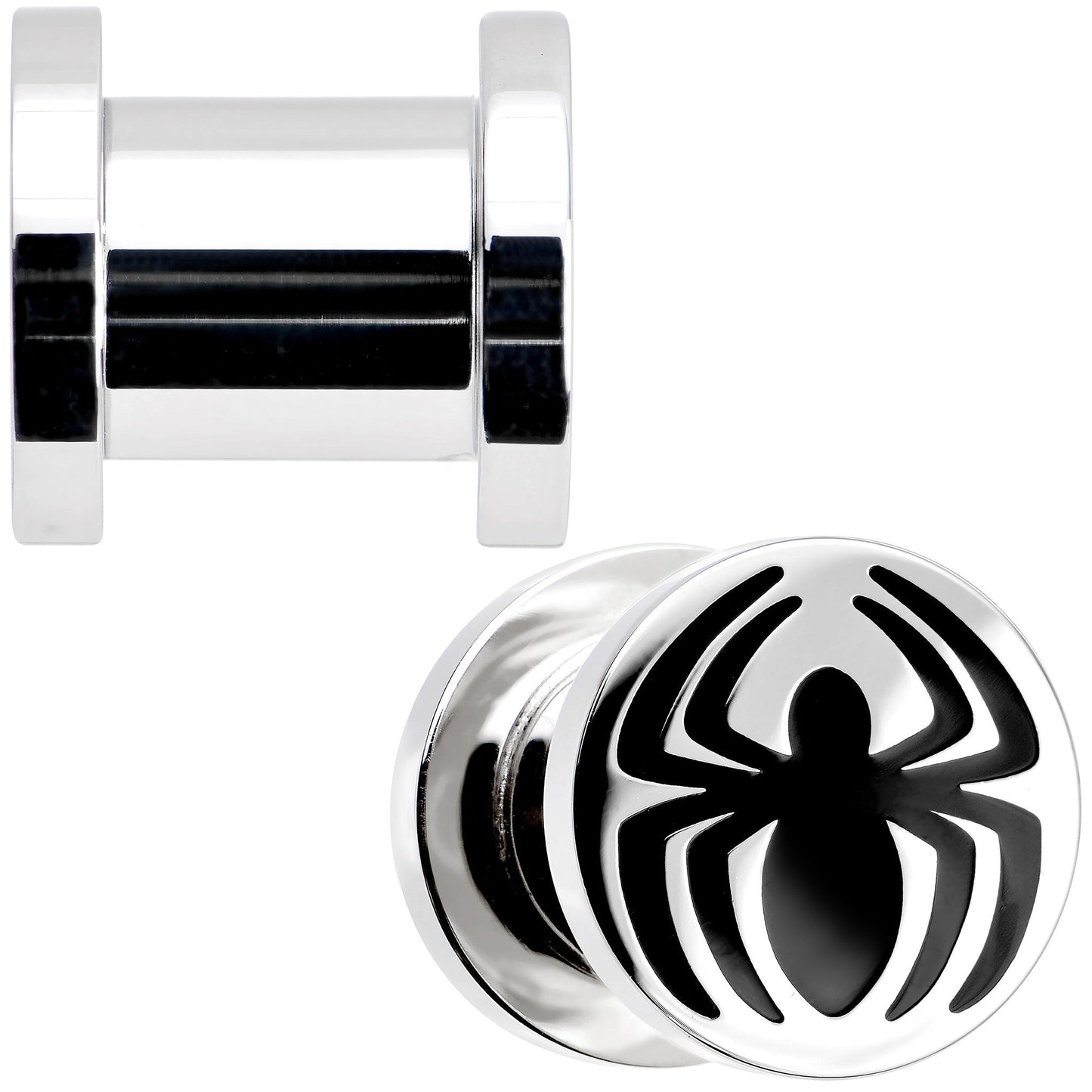 0G Stainless Steel Licensed Spider-Man Logo Screw Fit Plug Set