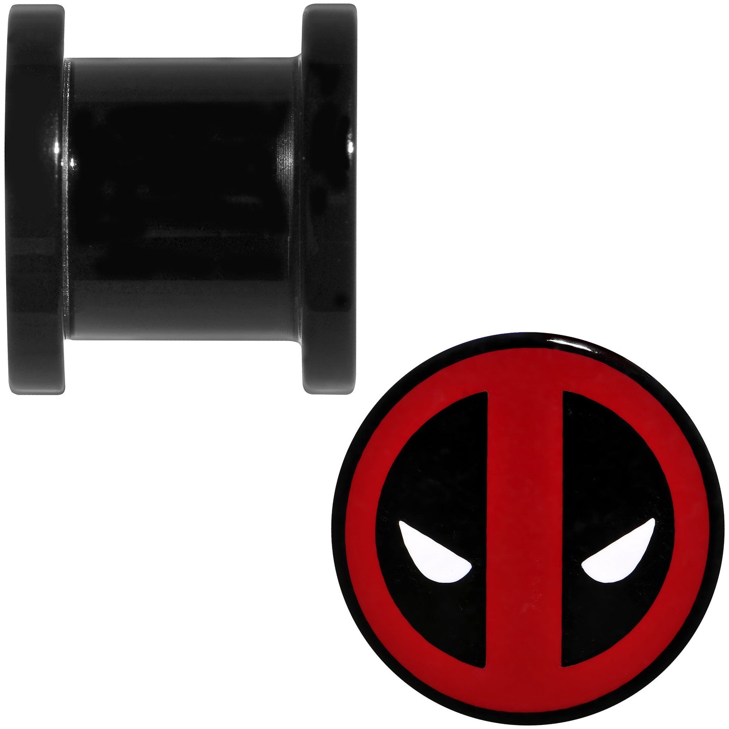 00G Black Acrylic Licensed Deadpool Logo Screw Fit Plug Set