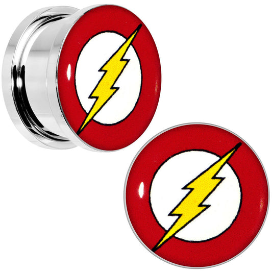 5/8 Stainless Steel Licensed The Flash Logo Screw Fit Plug Set