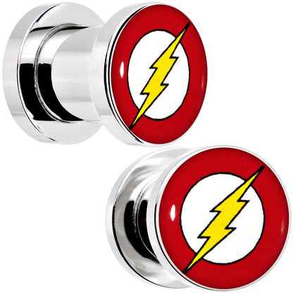0G Stainless Steel Licensed The Flash Logo Screw Fit Plug Set