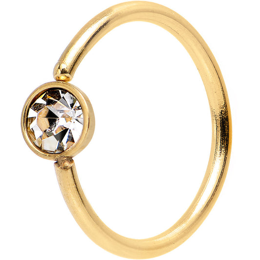 20G 5/16 Gold IP Stainless Steel Bright Clear Gem Nose Hoop