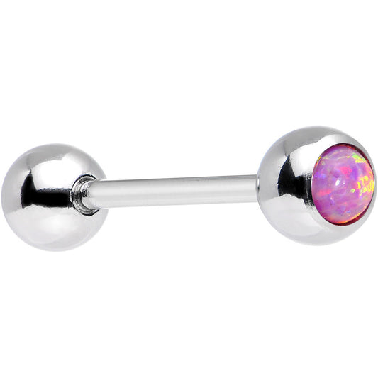 14G 4mm Imitation Pink Opal Barbell Tongue Ring