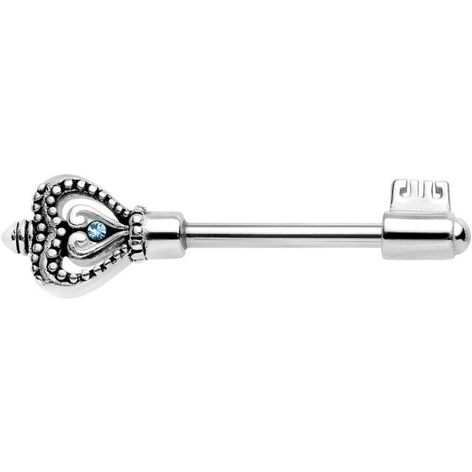 14G 925 Sterling Silver Key to My Heart Nipple Barbell 1/2