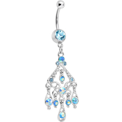 Aqua Gem Luminous Kite Chandelier Belly Ring