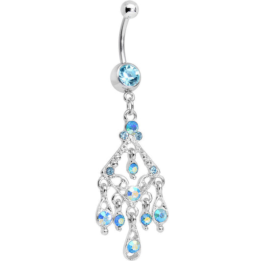 Aqua Gem Luminous Kite Chandelier Belly Ring