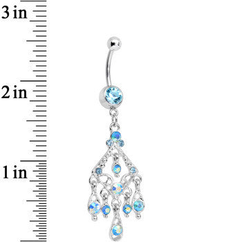 Aqua Gem Luminous Kite Chandelier Belly Ring