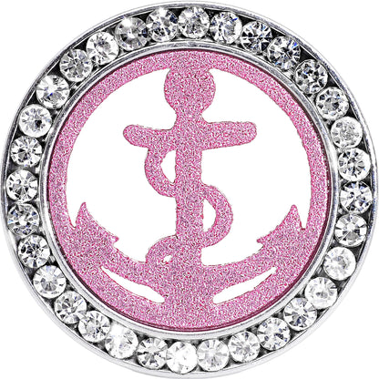 18mm Stainless Steel Clear Gem Pink Anchor Tunnel Plug