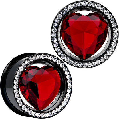 7/8 Red Heart Insert Anodized Titanium Internally Threaded Plug Set