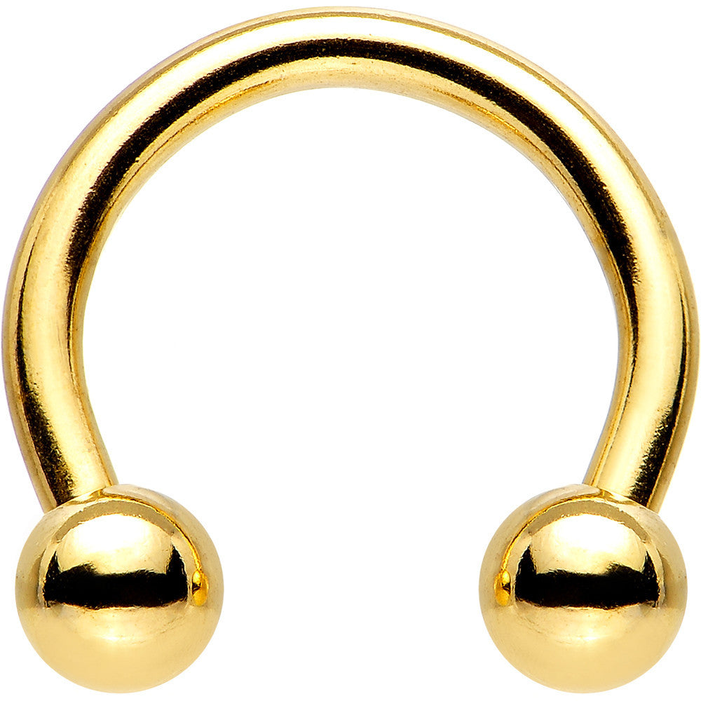 14G 3/8 Gold Tone Horseshoe Circular Barbell