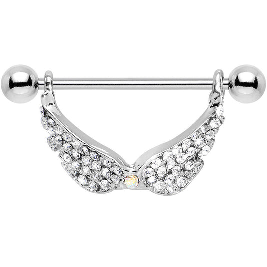 14G Mystical Gemmed Angel Wings Dangle Nipple Shield 24mm