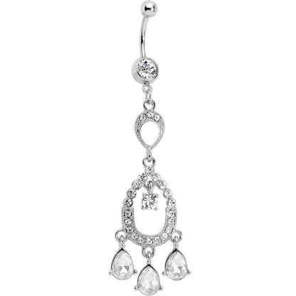 Clear Cubic Zirconia Infinity Hoop Chandelier Belly Ring