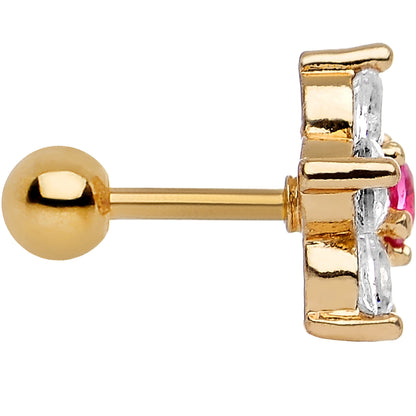 1/4 Gold Anodized Clear Petaled CZ Floral Tragus Cartilage Earring