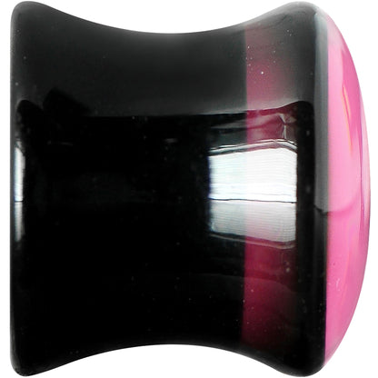 00G Black Acrylic Hot Pink Heart Saddle Plug