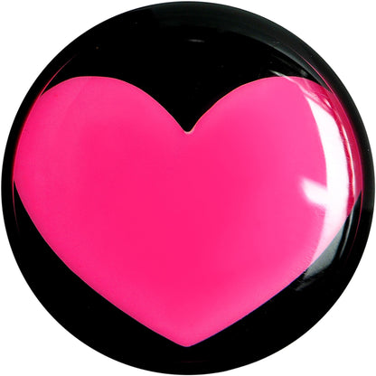 00G Black Acrylic Hot Pink Heart Saddle Plug