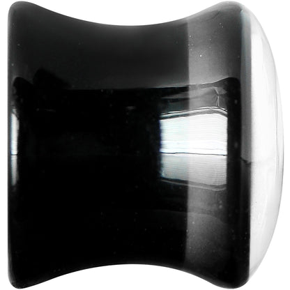 00G Black Acrylic White Heart Saddle Plug