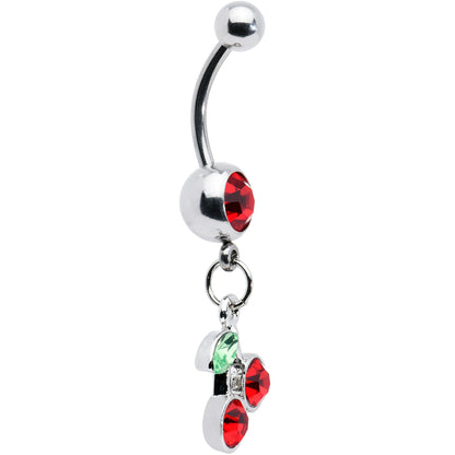Ruby Red DANGLING CHERRY Belly Ring