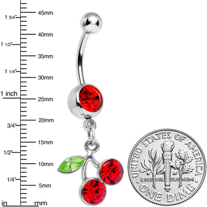 Ruby Red DANGLING CHERRY Belly Ring