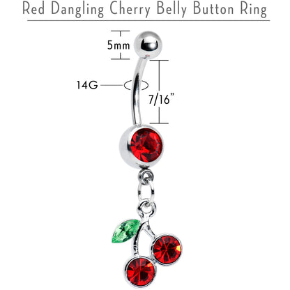 Ruby Red DANGLING CHERRY Belly Ring