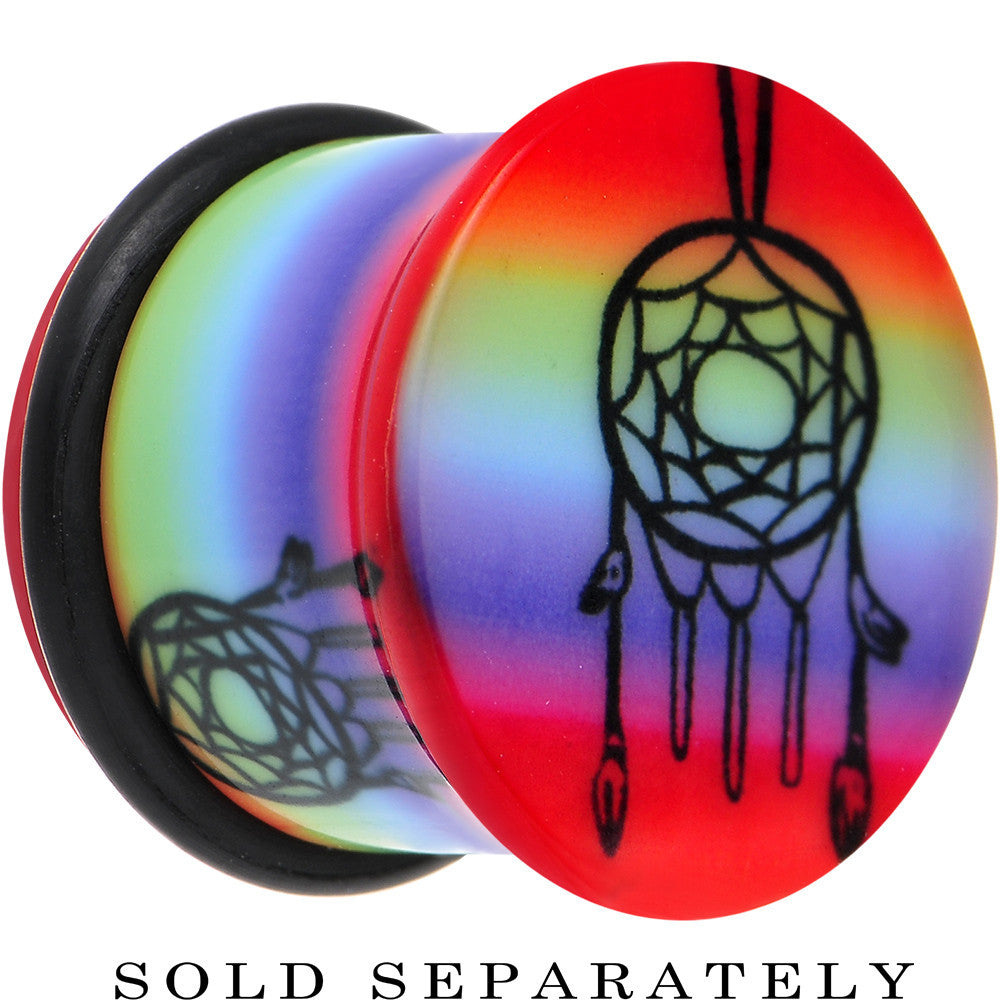 1/2 Rainbow Acrylic Groovy Dreamcatcher Single Flare Plug
