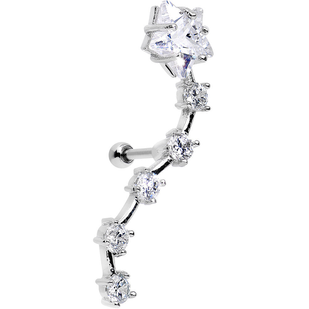 Stainless Steel CZ Shooting Star Left Tragus Cartilage Earring