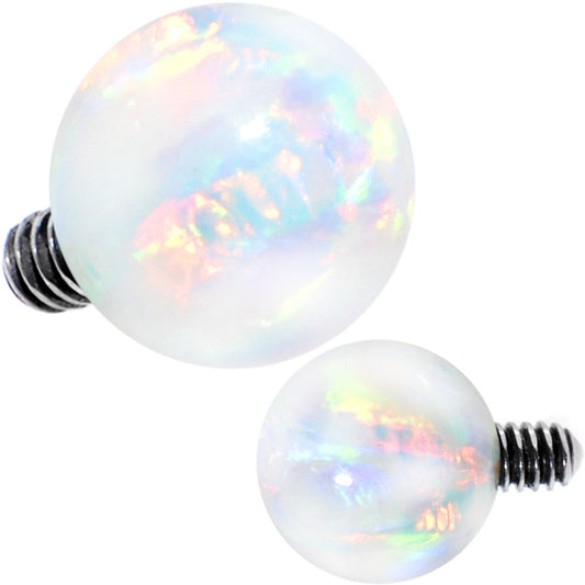 14G 4mm White Synthetic Opal Stainless Steel Round Dermal Top