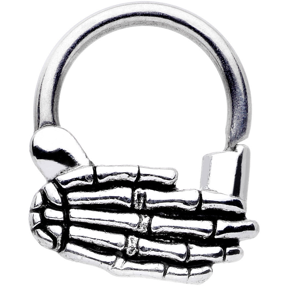 14G Stainless Steel Spooky Skeleton Hand Septum Clicker