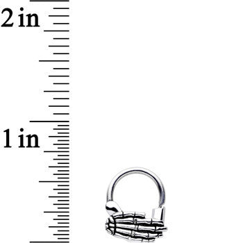 14G Stainless Steel Spooky Skeleton Hand Septum Clicker