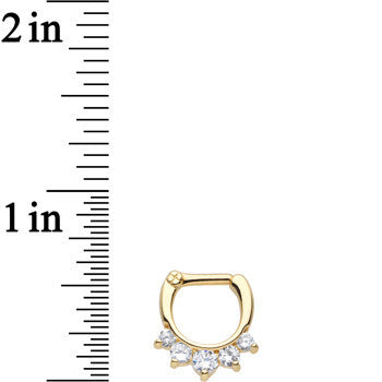 14G Gold Plated Golden Penta Clear Gem Septum Clicker