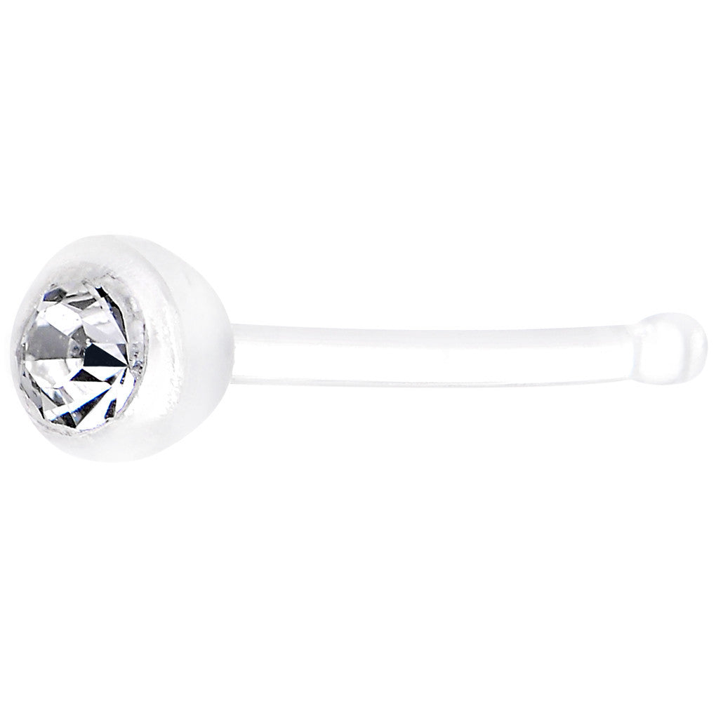 22G Press Fit Clear Gem PTFE Nose Bone