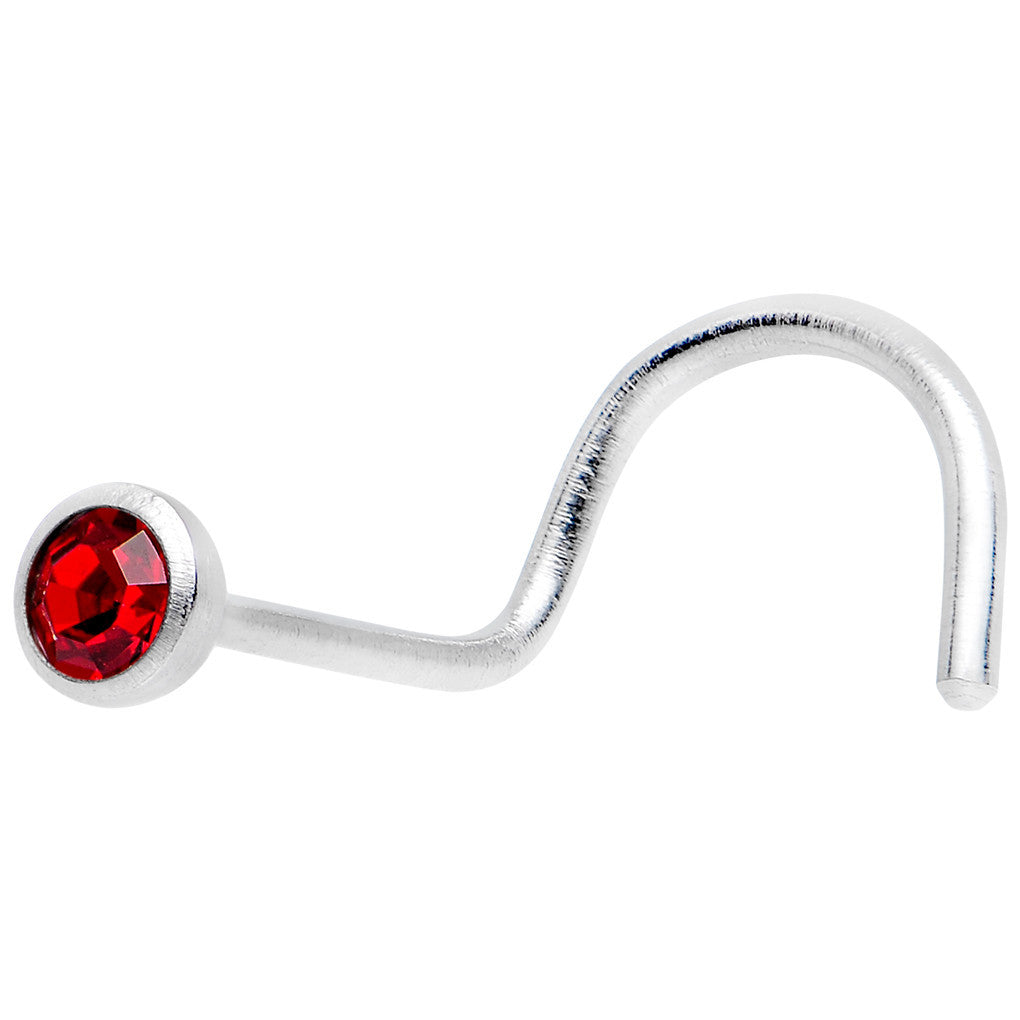 22G Press Fit Ruby Red Gem Stainless Steel Nose Ring