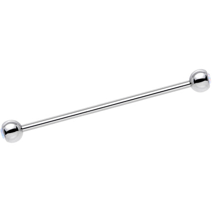 Aurora Double Gem Stainless Steel Industrial Barbell 38mm