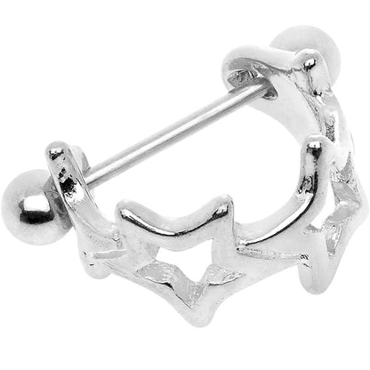 16G Stainless Steel Straight Barbell Seeing Stars Cartilage Cuff