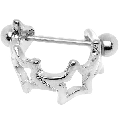 16G Stainless Steel Straight Barbell Seeing Stars Cartilage Cuff